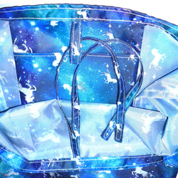 耐水性エコバッグ　２ｗａｙ折り畳み式　ユニコーン柄　大きめ　ポリエステル 7枚目の画像