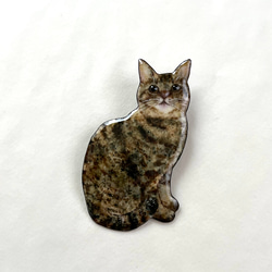 七宝焼　しっぽう焼き　キジトラ猫さんのブローチ 2枚目の画像