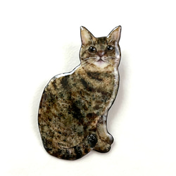 七宝焼　しっぽう焼き　キジトラ猫さんのブローチ 1枚目の画像