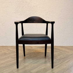 アンティーク調 アームチェア チーク 北欧スタイル リビングチェア ダイニングチェア ウォルナット色 cha049wal 2枚目の画像