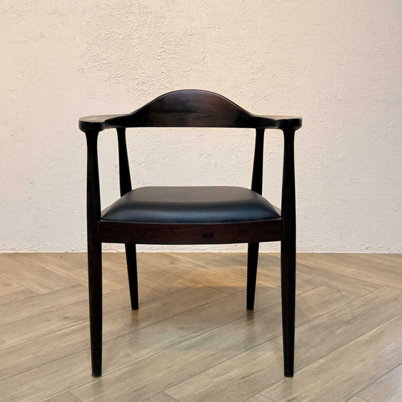 アンティーク調 アームチェア チーク 北欧スタイル リビングチェア ダイニングチェア ウォルナット色 cha049wal 2枚目の画像