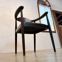 アンティーク調 アームチェア チーク 北欧スタイル リビングチェア ダイニングチェア ウォルナット色 cha049wal 8枚目の画像