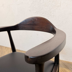 アンティーク調 アームチェア チーク 北欧スタイル リビングチェア ダイニングチェア ウォルナット色 cha049wal 6枚目の画像