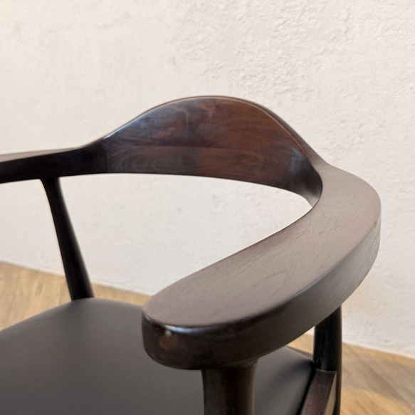 アンティーク調 アームチェア チーク 北欧スタイル リビングチェア ダイニングチェア ウォルナット色 cha049wal 6枚目の画像