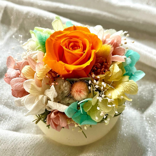 プリザーブドフラワー キャンドルアレンジ 春色 お祝い 母の日  