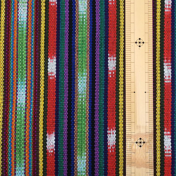 【アウトレット特価品】GTC-08（GS079）グアテマラ イカット(Ikat) 絣織 ストライプ手織り生地 2枚目の画像