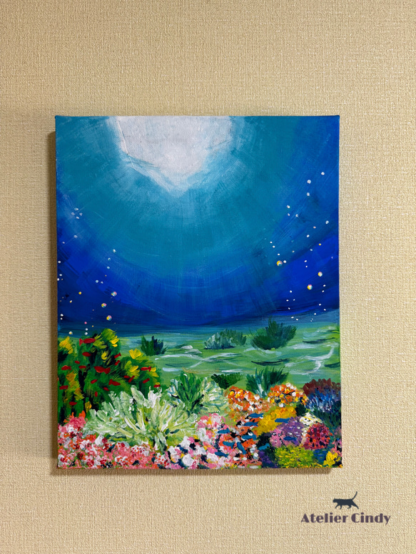 送料無料】海の中から F3 アクリル画 絵画 アトリエシンディ 送料無料】海の中から F3 アクリル画 絵画 アトリエシンディ