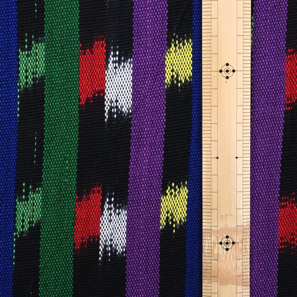 【アウトレット特価品】GTC-05（GS244）グアテマラ イカット(Ikat) 絣織 ストライプ手織り生地 2枚目の画像