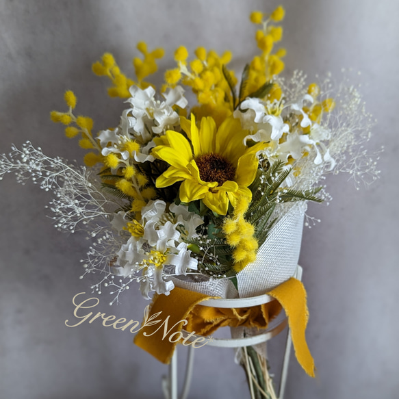 染め布花】 ひまわり 6本 ハンドメイド