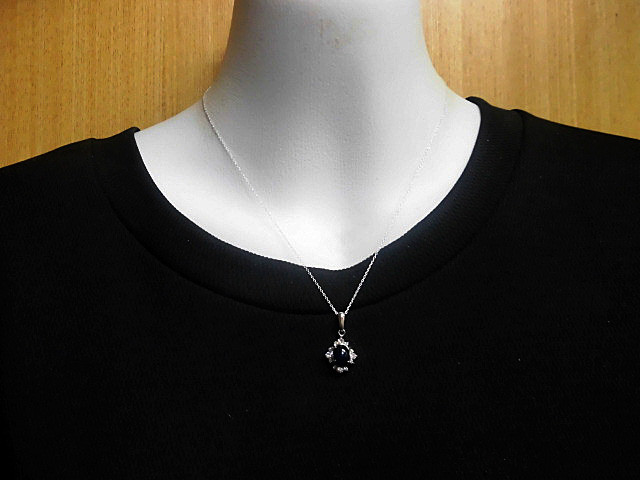 天然石 SILVER925 サファイアネックレス(ペンダント)      240101188