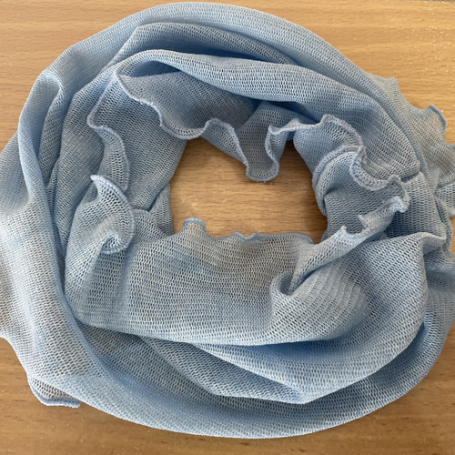 さらさら肌感ロングタイプブルーシルク50%レースシングル手作りネック  