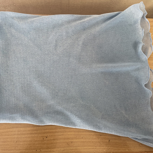 さらさら肌感ロングタイプブルーシルク50%レースシングル手作りネック  