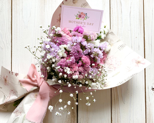 ♡母の日♡ニュアンスカラースターチスとかすみ草の花束 ♡母の日♡ニュアンスカラースターチスとかすみ草の花束