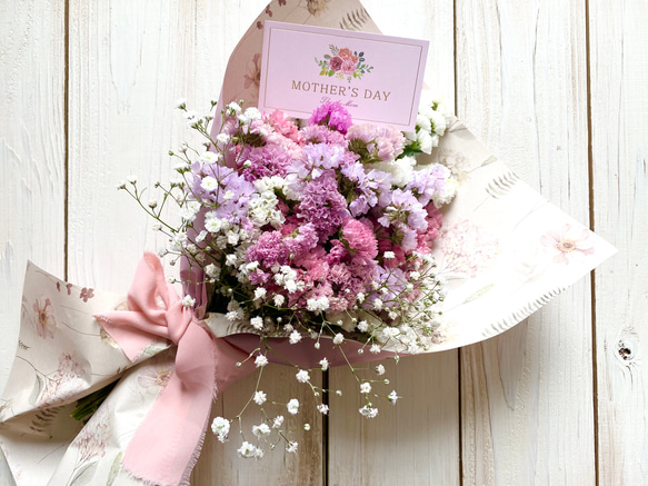♡母の日♡ニュアンスカラースターチスとかすみ草の花束*スワッグ