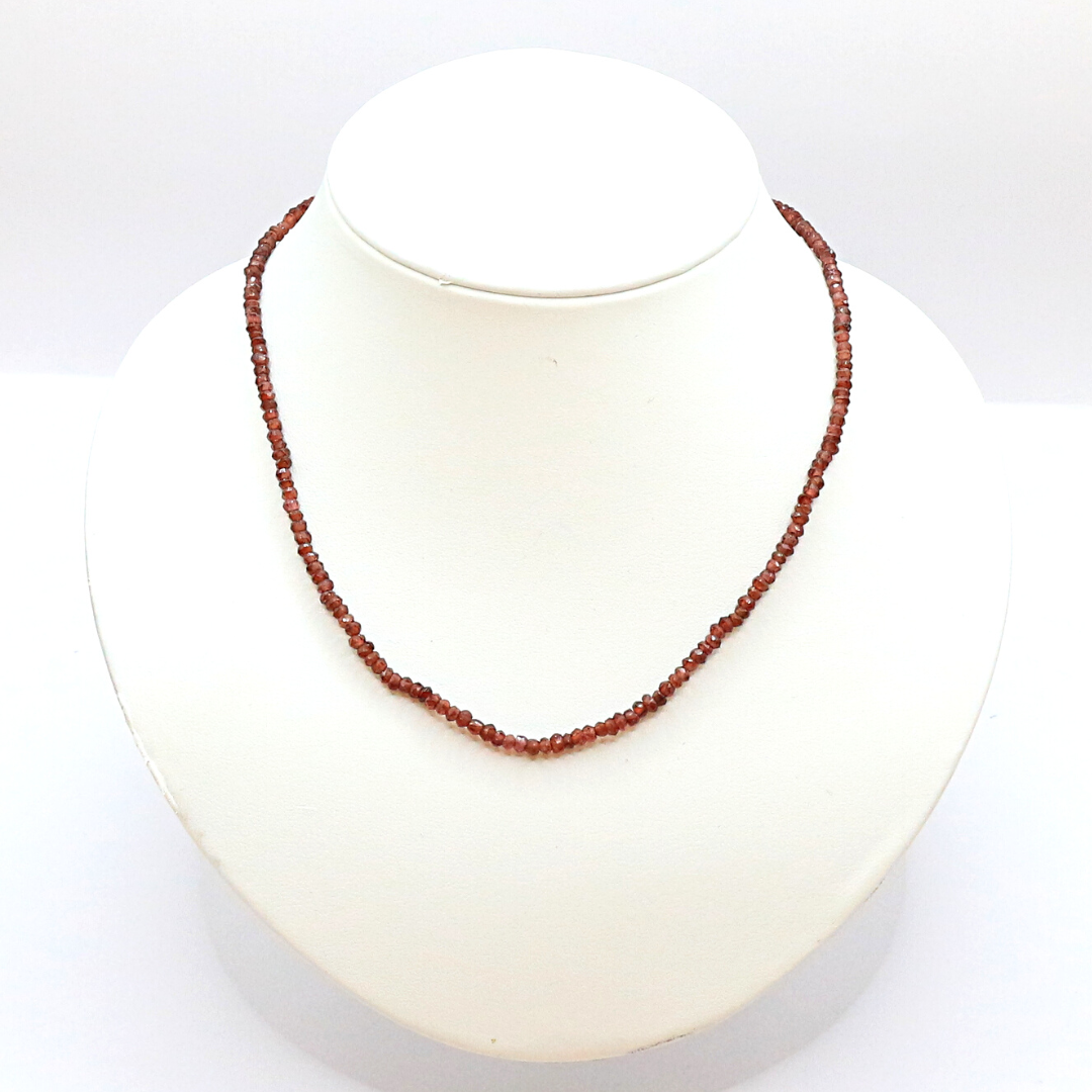 ガーネット ボタンカット ビーズ ネックレス beads289