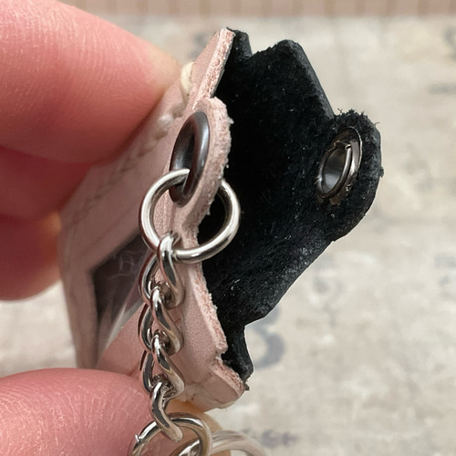 犬の鑑札キーホルダー ネームプレート型 ☆ 本革 お名前 狂犬病