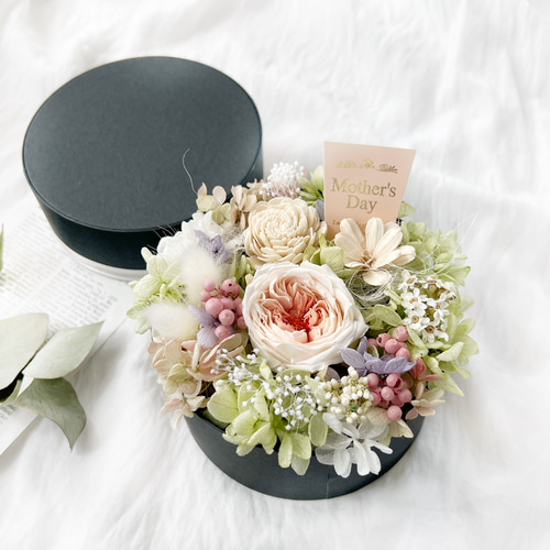 ボックスフラワー ピーチ プリザーブドフラワー 母の日 花 ギフト