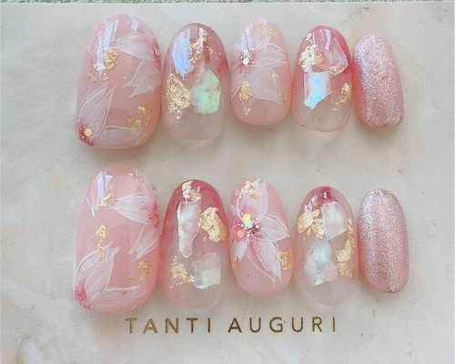 No.49 オーダーネイルチップ 桜 春 お花見 うさぎ くも マット かわいい No.49 オーダーネイルチップ 桜 春 お花見 うさぎ くも マット