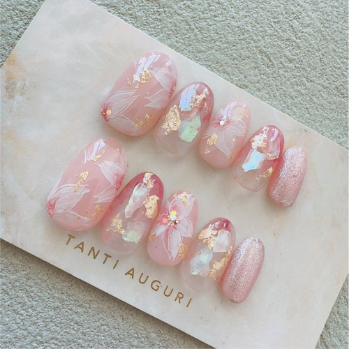 桜 花びら ネイルチップ 花見 春 ピンク色 ニュアンス 桃色 かわいい