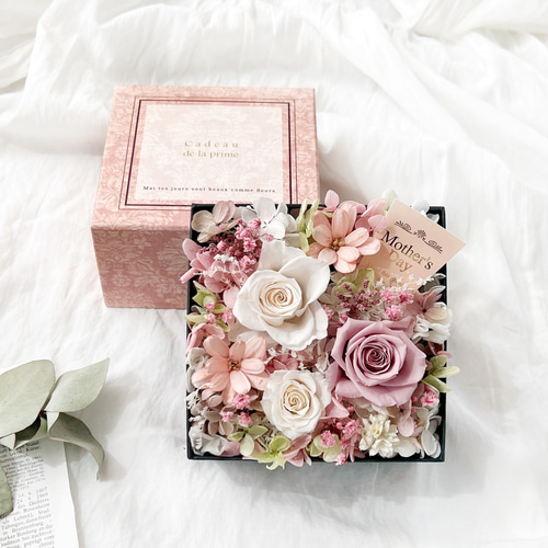 ボックスフラワー ミスティーピンク プリザーブドフラワー 花 ギフト