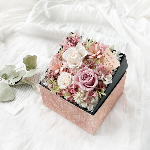ボックスフラワー ミスティーピンク プリザーブドフラワー 花 ギフト