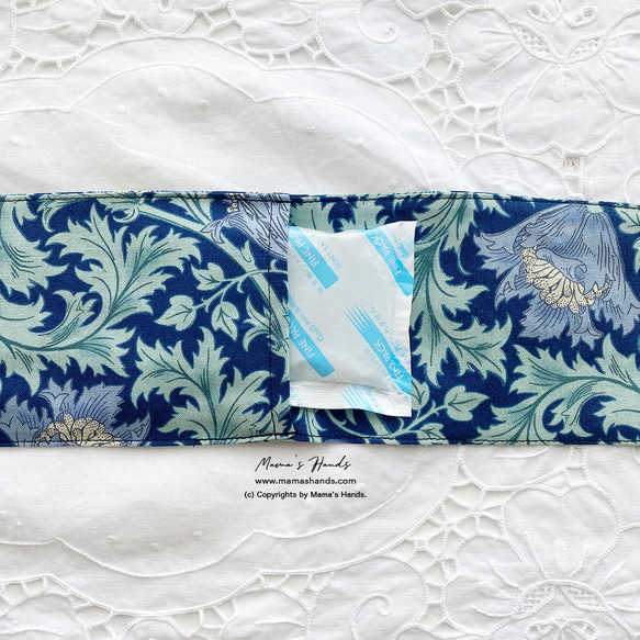 時尚 William Morris 海葵海軍藍花卉圖案 100% 棉夏季冰袋冬季保暖頸部涼爽圍巾 第4張的照片