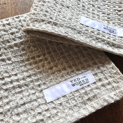 【新作】遠州織物 リネンワッフルタオル　ハンドタオル〈約25cm×25cm〉リネン100% キナリ 3枚目の画像