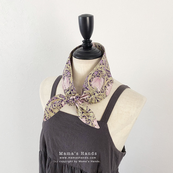 William Morris Pimpernel 粉紅紫色花卉圖案棉質夏季冰袋冬季保暖頸部涼爽圍巾母親節 第5張的照片