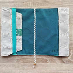 四六判 -刺繍-【リング×ターコイズ】ブックジャケット(ブックカバー) 4枚目の画像