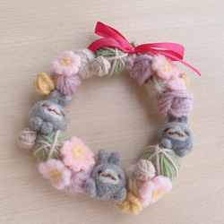 毛糸玉リース☆ピンクグレー２ 販売済】毛糸玉リース ☆ピンク 毛糸玉リース☆ピンクグレー2