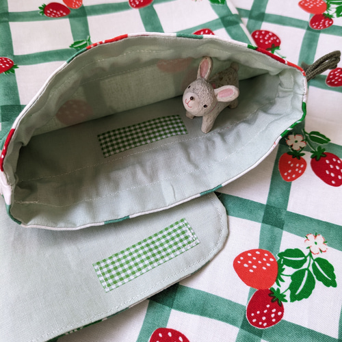 サイズ改良】きんちゃく袋♪ランチョンマット 給食セット いちご