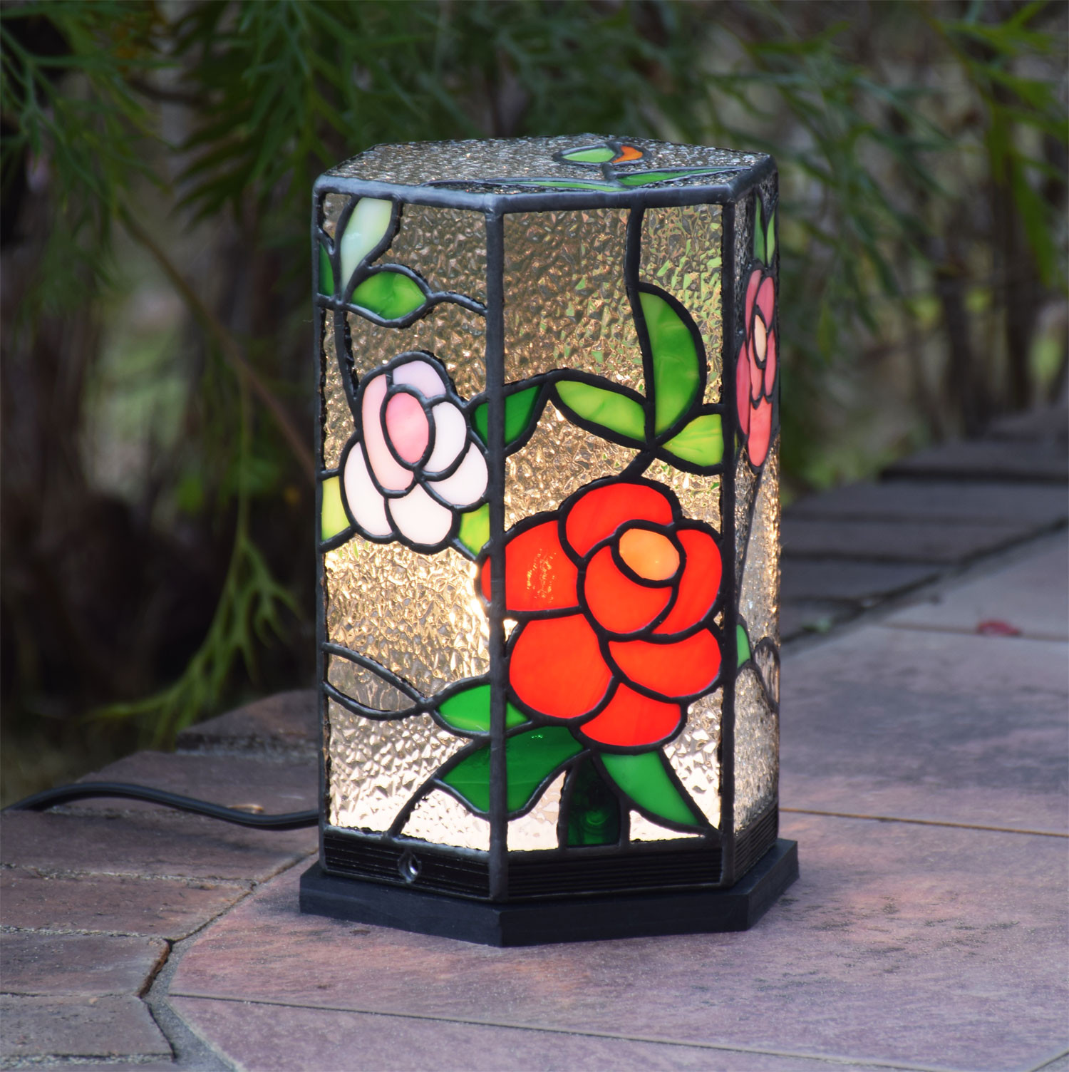 ガーデンライト 行燈 6Ｋ20pnk 屋外用 防雨型 ステンドグラス 庭園灯 ガーデンライト 行燈 6k20pnk屋外用 防雨型 ステンドグラス