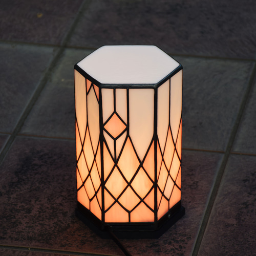 ステンドグラスランプ 行燈 6k200pnk 室内用 卓上灯 テーブルランプ