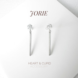 【JORIE】Heart & Cupid ♡美しい輝き一粒極上ピアス／イヤリング　サージカルステンレス刻印　 1枚目の画像