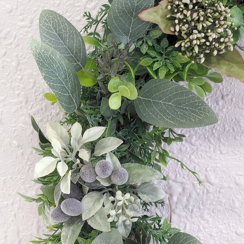 グリーンとオリーブとラナンキュラスのリース 【受注制作】 アート  