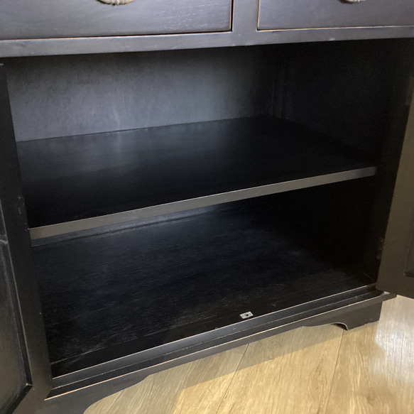 【訳あり新品】アンティーク調 食器棚 カップボード オープン棚 収納棚 ブラック cab-051 7枚目の画像