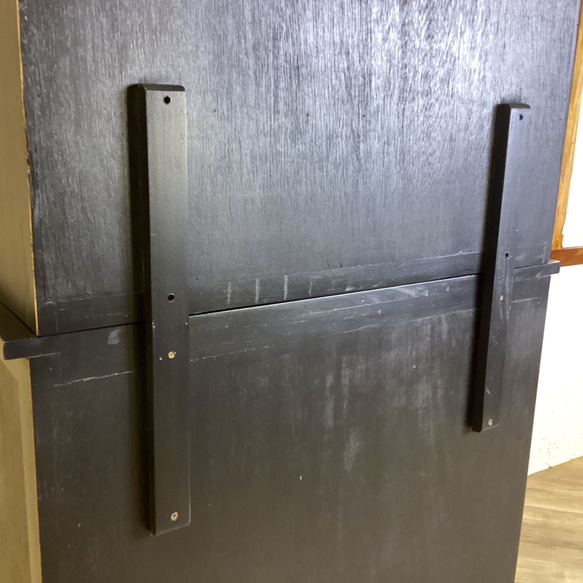 【訳あり新品】アンティーク調 食器棚 カップボード オープン棚 収納棚 ブラック cab-051 10枚目の画像