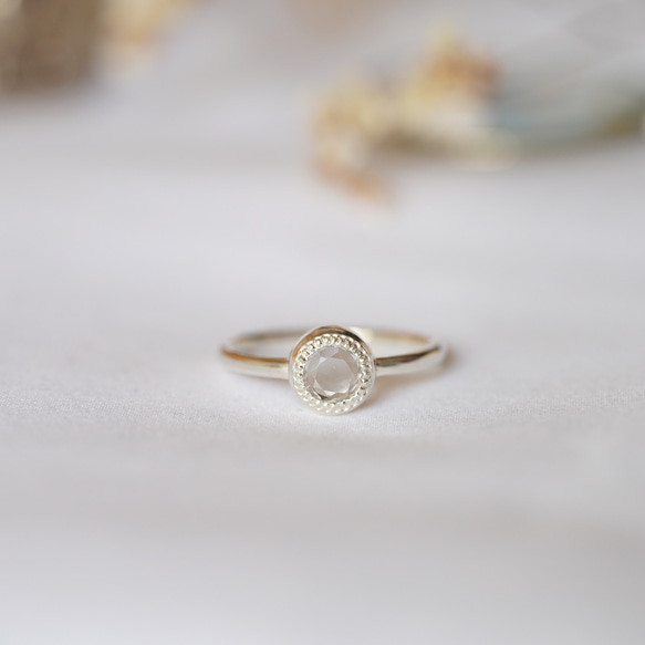 Round rose cut White Topaz Ring(RSV028_WTo) 1枚目の画像