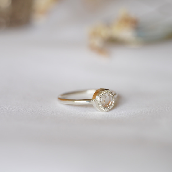 Round rose cut White Topaz Ring(RSV028_WTo) 2枚目の画像