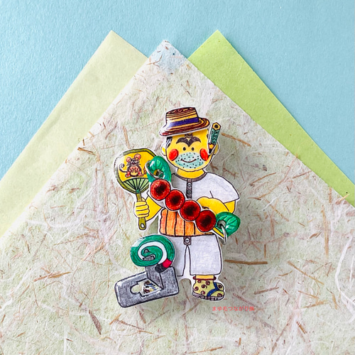 昭和レトロ ブローチ・バッジ おだんご屋のおじさん…バッグ・リュック