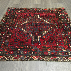 アンティークペルシャ絨毯　トライバルラグ　カシュガイ族　オールド手織り絨毯　85x80cm　＃107 10枚目の画像