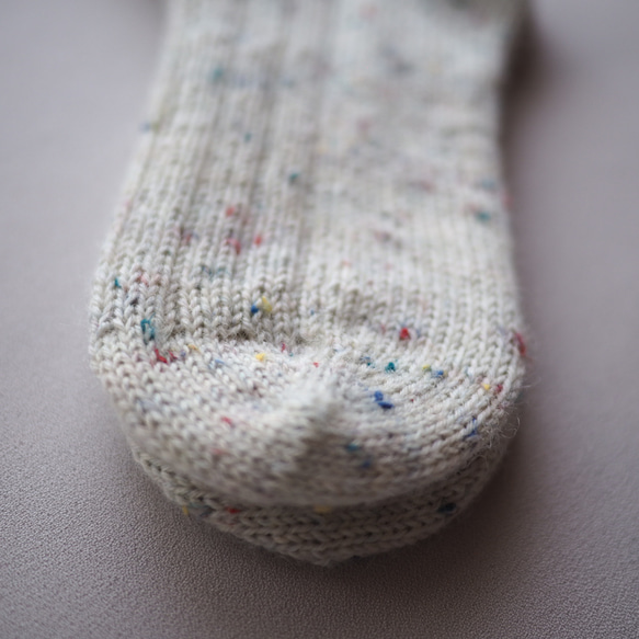 手編みの靴下（ツイード・オフホワイト） 5枚目の画像
