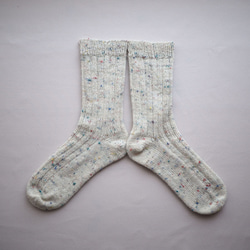 手編みの靴下（ツイード・オフホワイト） 3枚目の画像