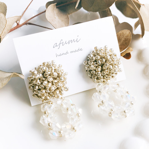 クリアピアス クリアビーズ シルバーピアス 新品soor ploom SUNDAE TEE 8Yクリアピアス クリアビーズ シルバーピアス