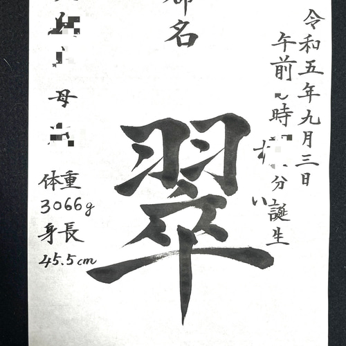 命名書】手書き A4サイズ 和紙 シンプル 毛筆 お七夜 初節句 七五三 