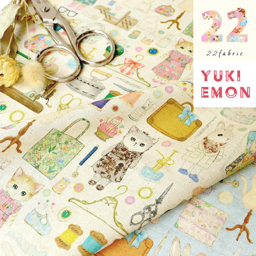 ユキエモン生地オーダー ユキエモン デジタルオックスプリント 約110×50cm デコレーション