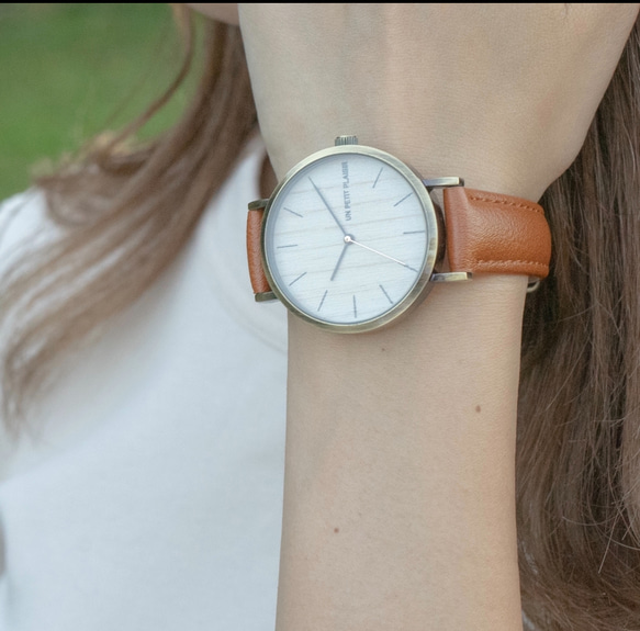 アンティーク木目調がおしゃれ】腕時計 ライトブラウン×ライトブラウン  