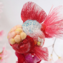 ピンク桜東　金魚　羊毛フェルト　アクアリウム　夏　春　母の日 3枚目の画像