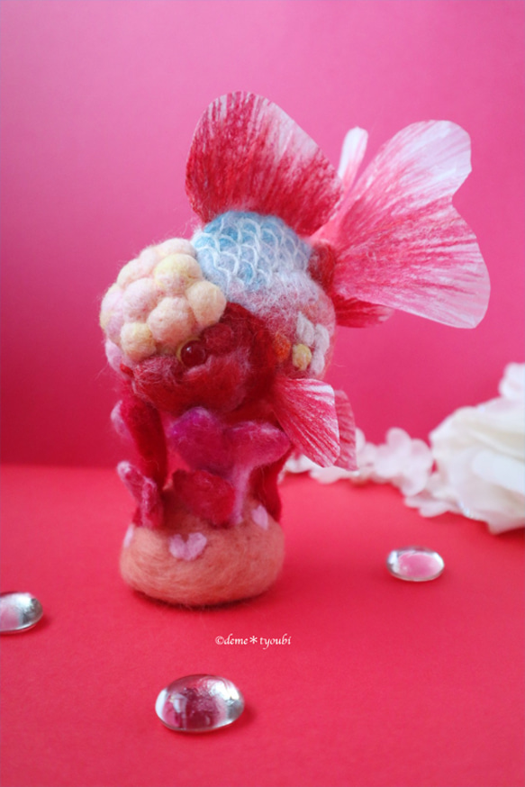 ピンク桜東　金魚　羊毛フェルト　アクアリウム　夏　春　母の日 15枚目の画像