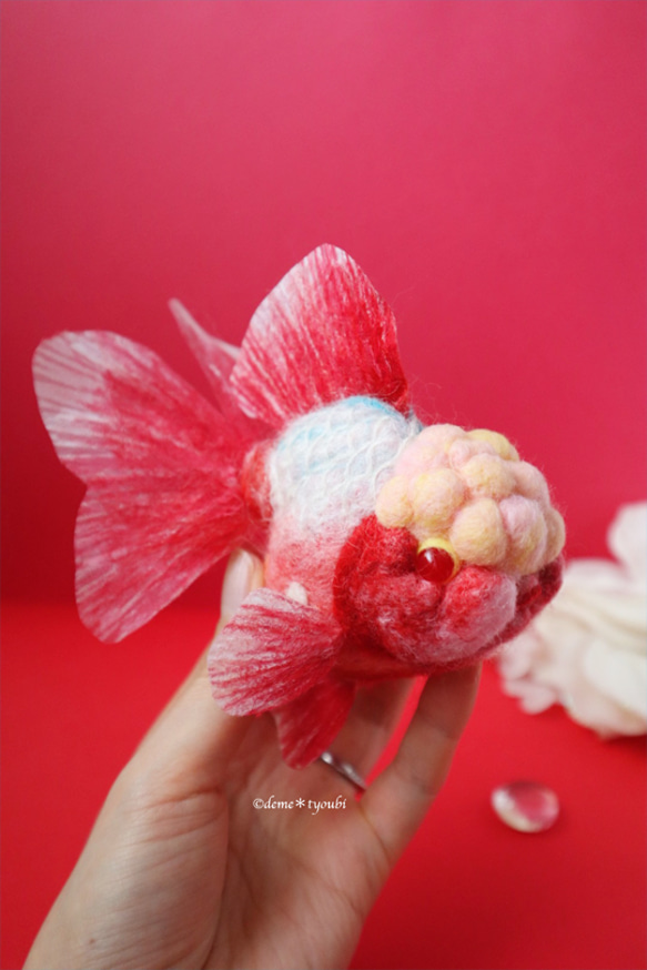 ピンク桜東　金魚　羊毛フェルト　アクアリウム　夏　春　母の日 11枚目の画像